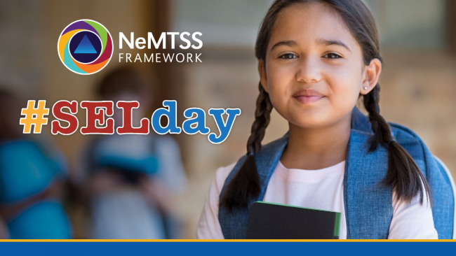 SEL Day logo with photo of girl wearing backpack